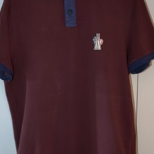 Moncler Grenoble polo wine and royal blue